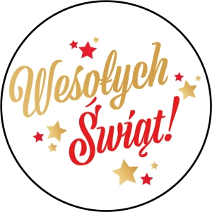 Naklejka na prezent z grafiką świąteczną 15 sztuk fi 40mm 